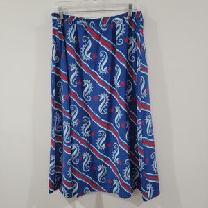 Bob Mackie Womens Maxi Skirt Size Medium Seahorses Nautical Beach Coastal Art‎